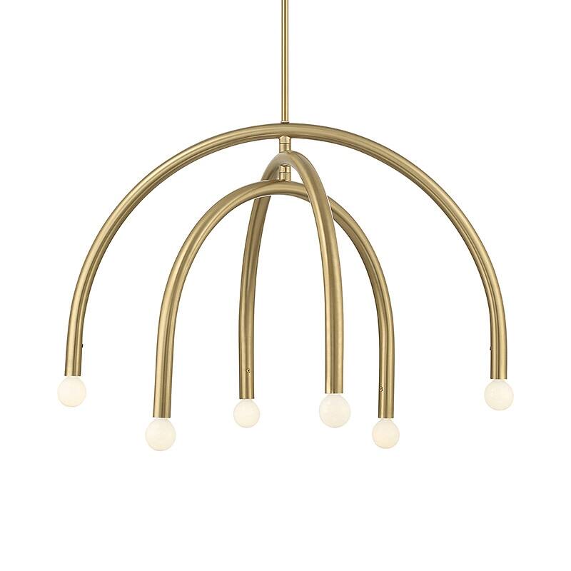 Meridian M100115 6 Light 30" Wide Abstract Chandelier - Natural Brass