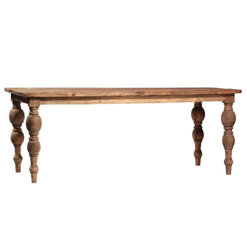 Owen Rectangular Reclaimed Mindi Wood Carved 4-Leg Dining Table - 78
