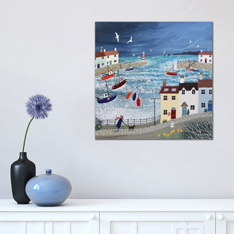 iCanvas "Stormy Harbour" by Jo Grundy Canvas Print - 18x18x1.5