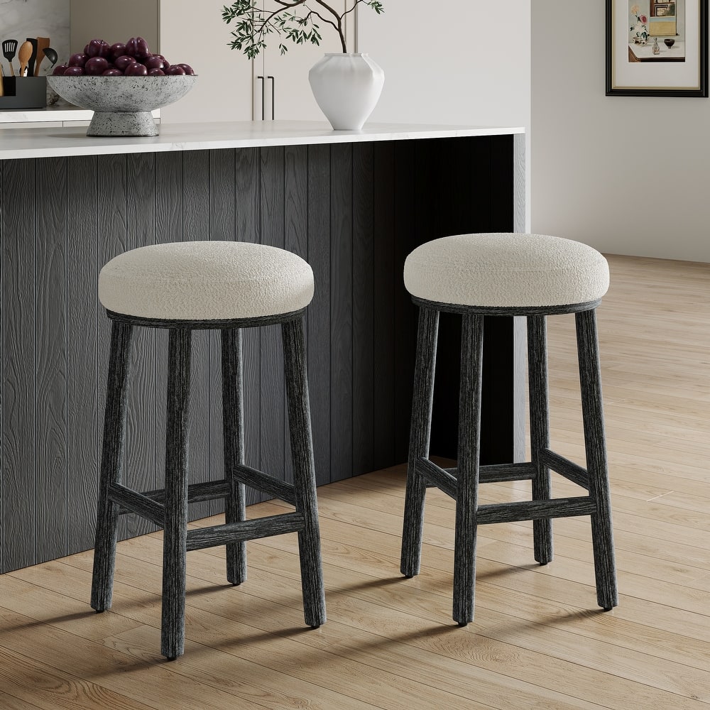 Christopher Knight Home - Riven Natural Rubberwood 27.36" Bar Stool Set