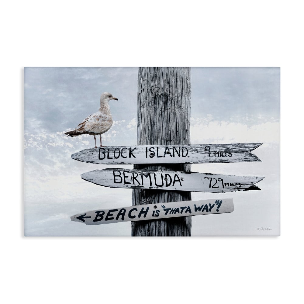 Stupell Vacation Beach Signs with Seagull Canvas Wall Art Design By Robin-Lee Viera