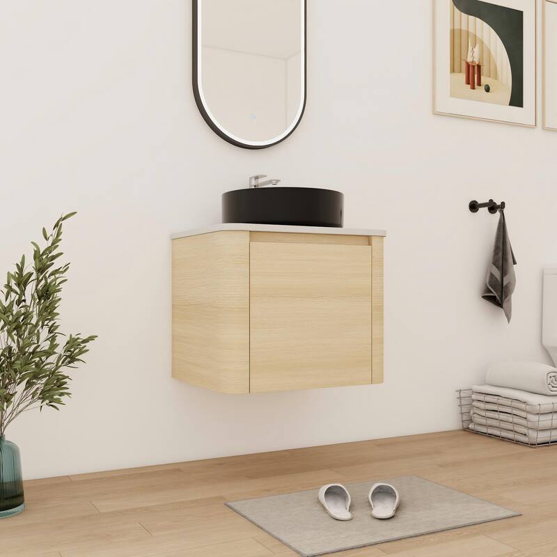 Bathroom Vanity With Sink In 24/30 Inch, Floating Bathroom Vanity With Soft Close Door