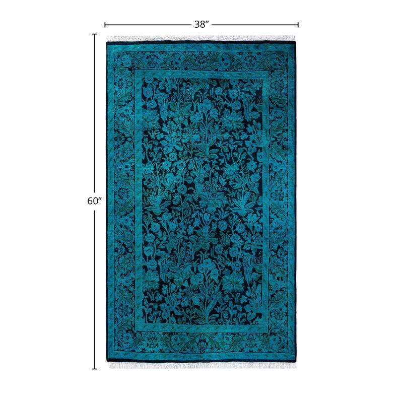 Contemporary Overdyed Wool Hand Knotted Area Rug - 3' 2" x 5' 0"