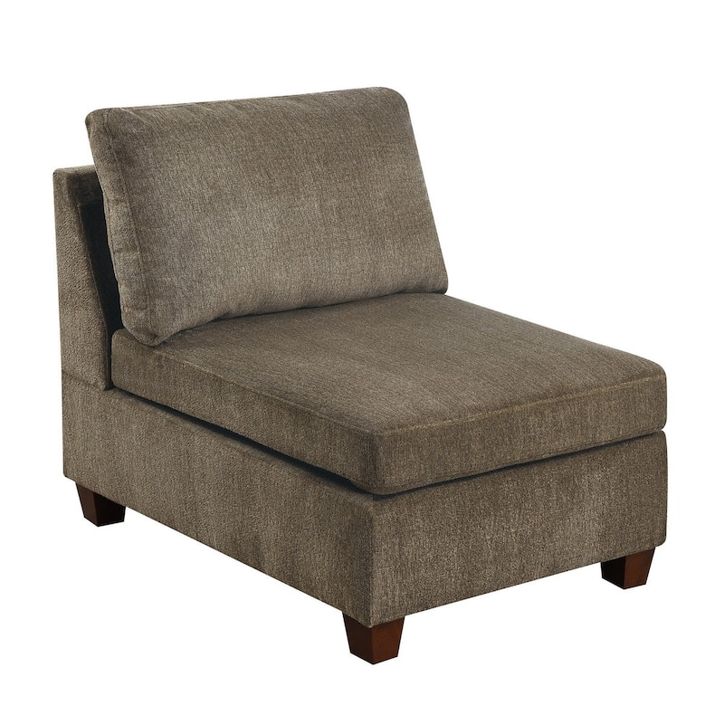Fabric Armless Chair with Loose Back Pillows, Brown - 34 H x 30 W x 37 L Inches