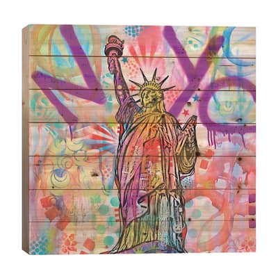 Statue Of Liberty Print On Wood by Dean Russo - Multi-Color