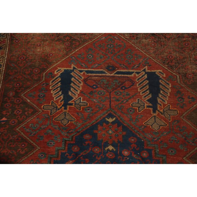 Hand Knotted Oriental 100% Wool Carpet Traditional Geometric Brown Afshar Area Rug - 11' 5'' X 5' 6''