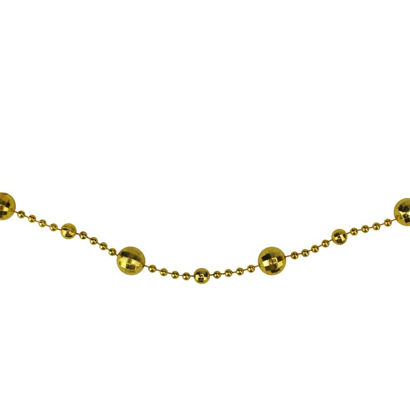 15'x0.5" Shiny Gold Mirrored Disco Ball Beaded Artificial Garl