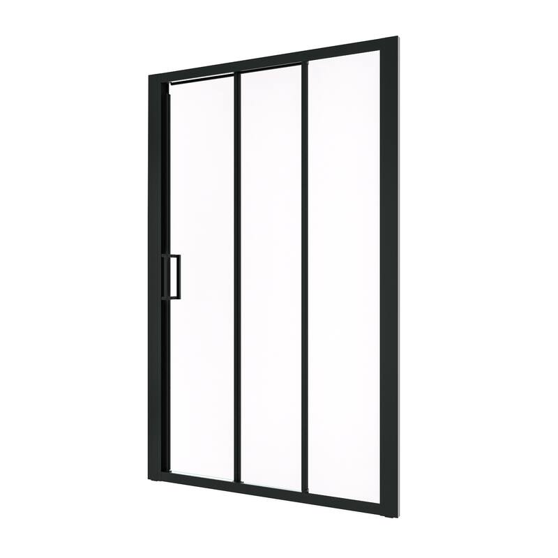 3-Panel Sliding Framed Shower Door in Matte Black Finish
