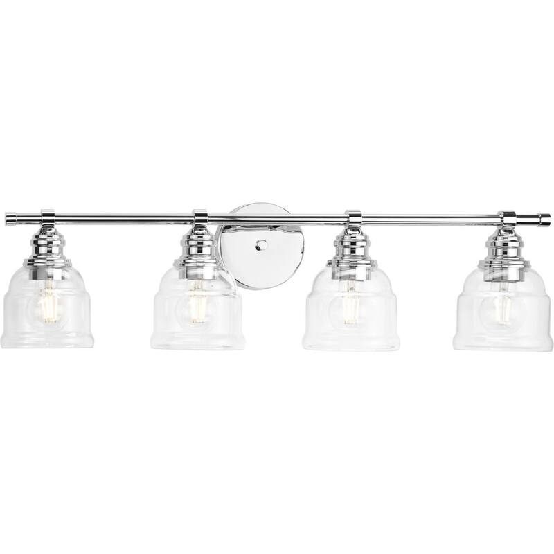 Ambrose Collection Four-Light Chrome Clear Glass Bath Vanity Light - 29 in x 6.5 in x 7.88 in - 29 in x 6.5 in x 7.88 in