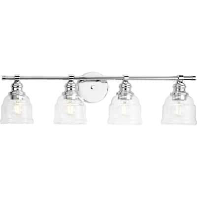 Ambrose Collection Four-Light Chrome Clear Glass Bath Vanity Light - 29 in x 6.5 in x 7.88 in