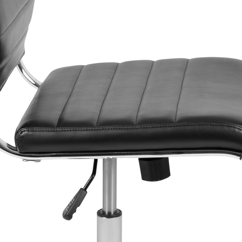 Mid-Back Armless LeatherSoft Contemporary Ribbed Executive Swivel Office Chair