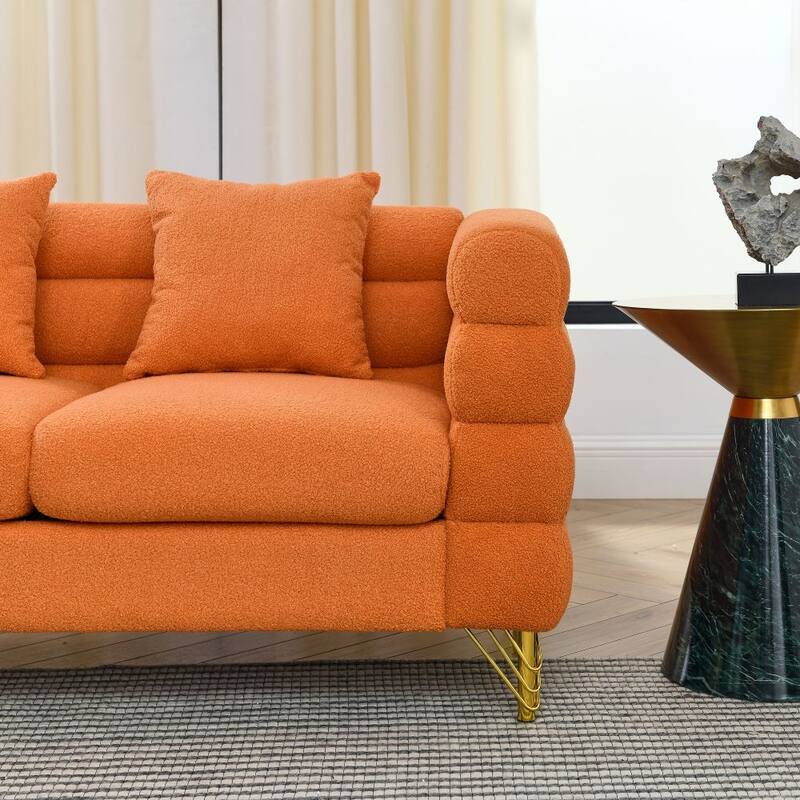 Modern 60Inch Oversized 2 Seater Sectional Sofa, Living Room Comfort Deep Seating Sofa with 2 Pillows