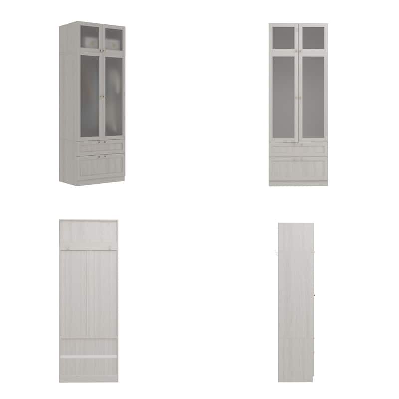 Combo Elegant Light Gray Wardrobe Modular Closet Configuration Armoire