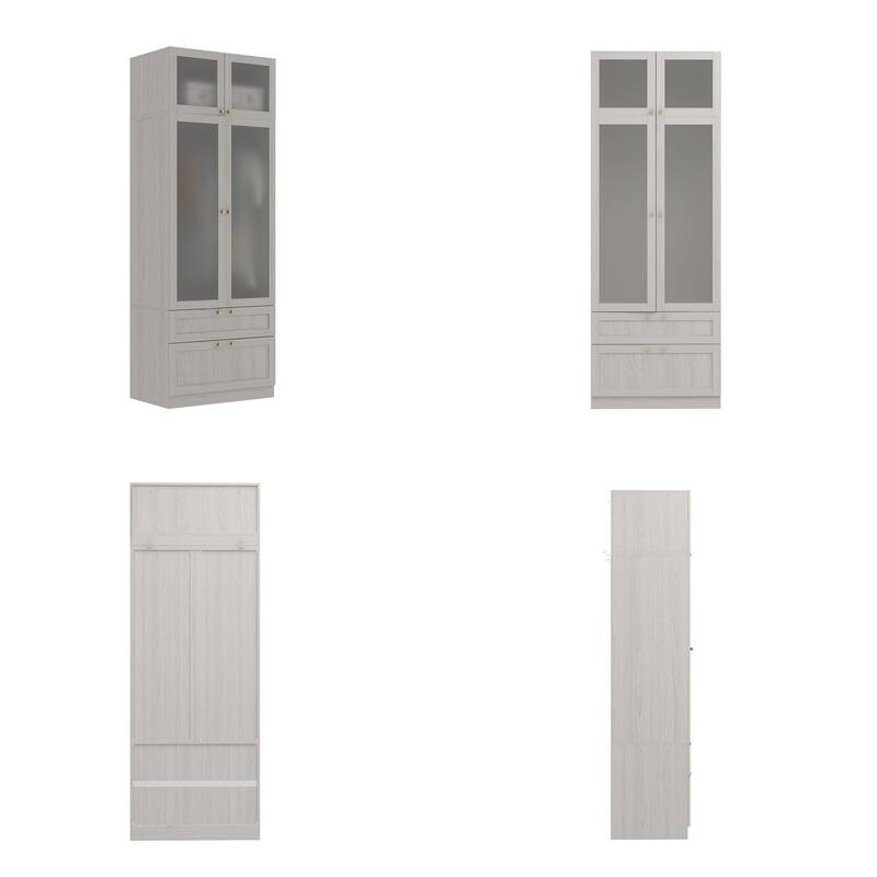 Large Glass Combination Cabinet: Contemporary Storage Closet Armoires