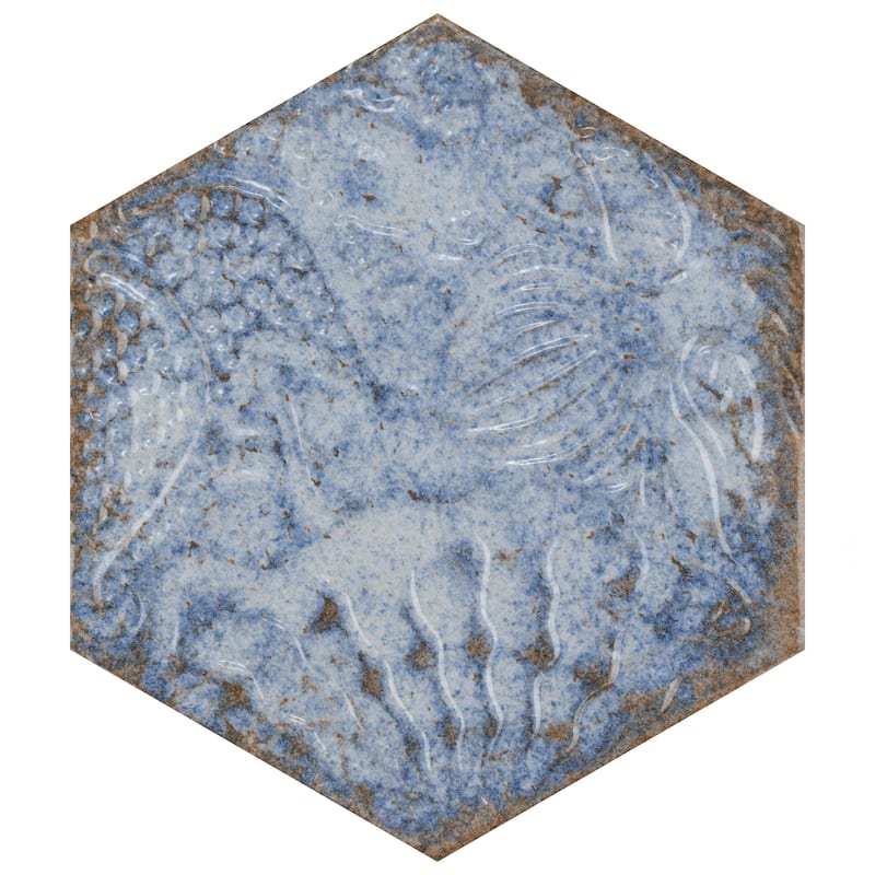 Merola Tile Gaudi React Hex Marina 8-5/8" x 9-7/8" Porcelain Floor and Wall Tile