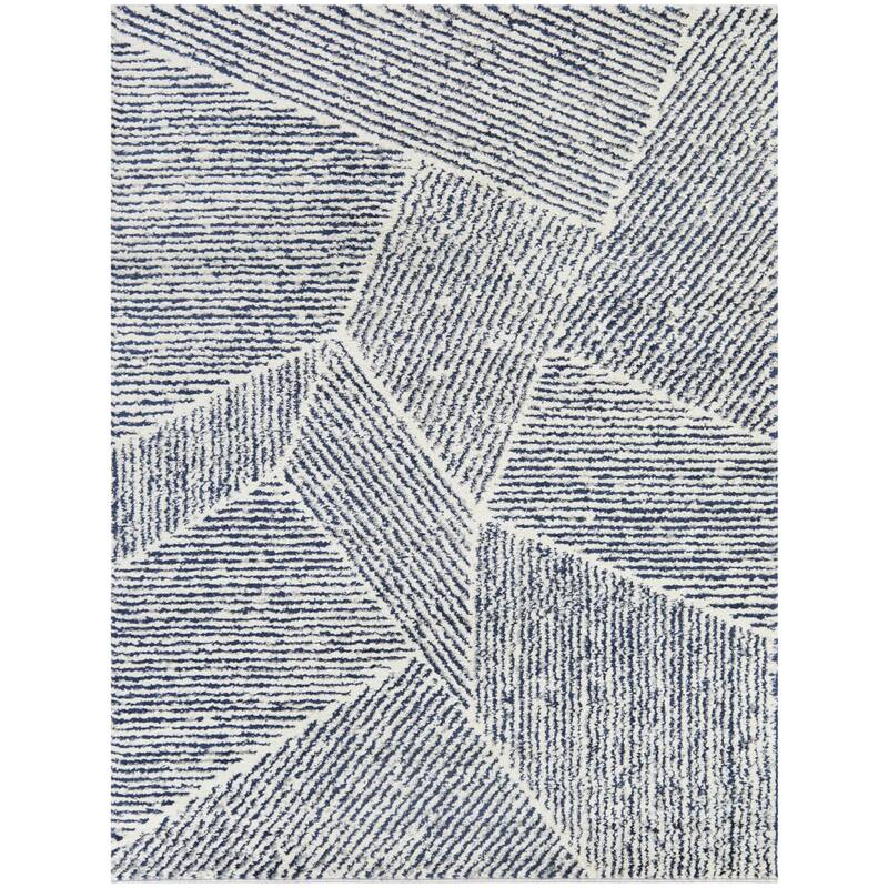 Larsen Modern Varied Stripes Area Rug - 5'3" x 7' - Navy