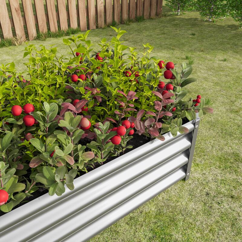 GDFStudio - Large Oval Metal Raised Garden Bed for Vegetables, Flowers, and Plants, Outdoor Backyard Planter Box