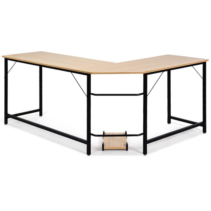 Costway L-Shaped Computer Desk Corner Workstation Study Gaming Table
