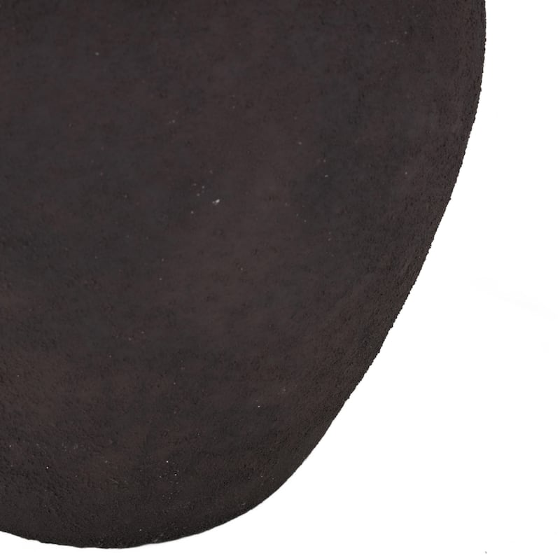 Ceramic Wide Rounded Distressed Antique Table Lamp with Cream Linen Shade - Black or Brown - Roche River Decor