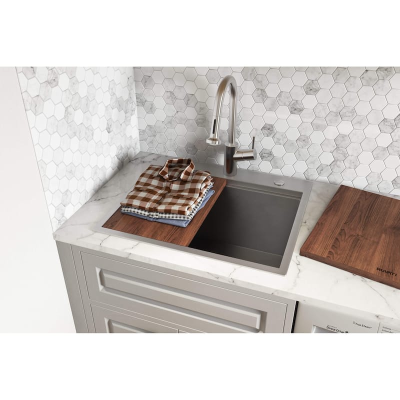 Ruvati 25 x 22 x 12 inch Drop-in Topmount Laundry Utility Workstation Sink 16 Gauge Stainless Steel - 25 x 22 - 25 x 22