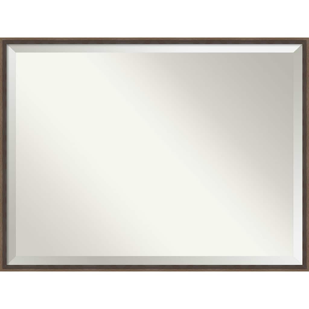 Beveled Wood Bathroom Wall Mirror - Hardwood Wedge Mocha Frame - Hardwood Wedge Mocha