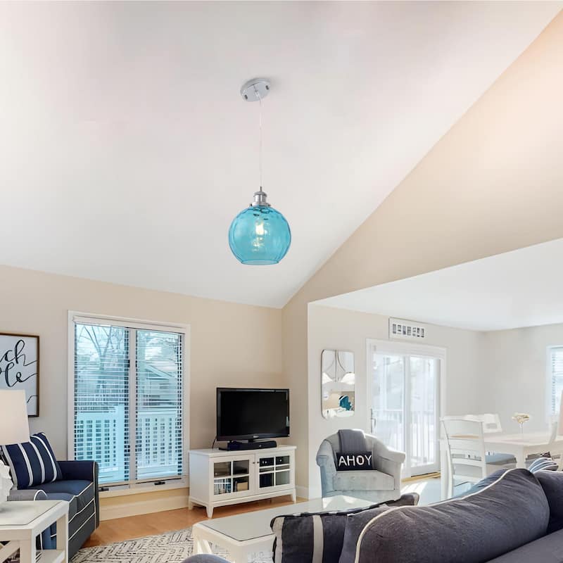1-Light Semi Flush Mount Chandelier, Unique Single-Globe Pendant Light for Kitchen Island Living Dining Room Bedroom Study