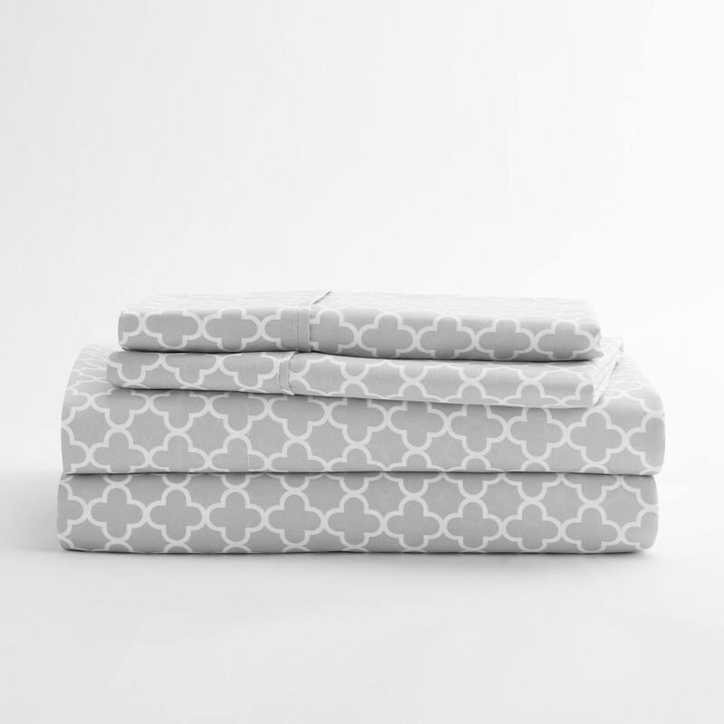 Becky Cameron 4-piece Deep Pocket Quatrefoil Pattern Bed Sheet Set