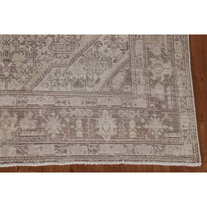 Distressed Tabriz Living Room Rug Handmade Wool Carpet - 6'5"x 9'4"