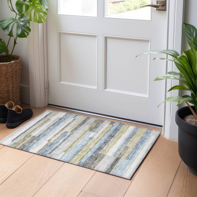 Premium Washable Super Soft Stripes Stacked Mayfield Rug - Gray - 1' 8" x 2' 6" - Rectangle