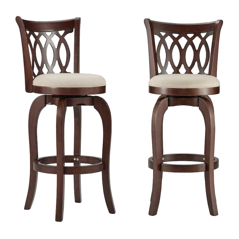 Rovinj Scroll Back Swivel Bar Stool - Cherry-Beige