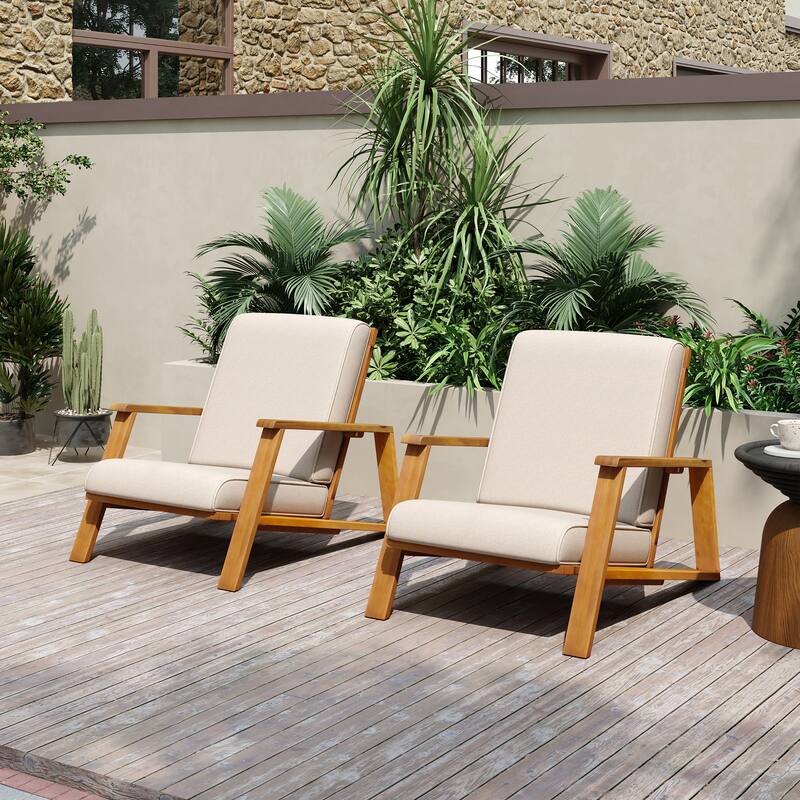 Paloma Acacia Wood Outdoor Club Chairs with Cushions (Set of 2) by Christopher Knight Home