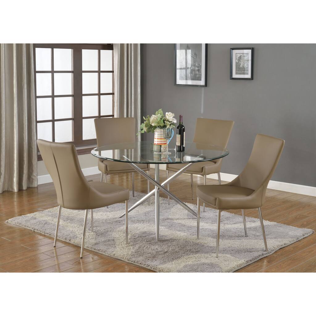 Somette Patty Round Dining Set with Brown Chairs