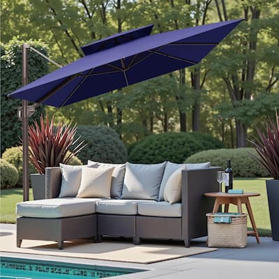 VredHom 9 x 12 FT Outdoor Patio Double Top Rectangular Cantilever Umbrella