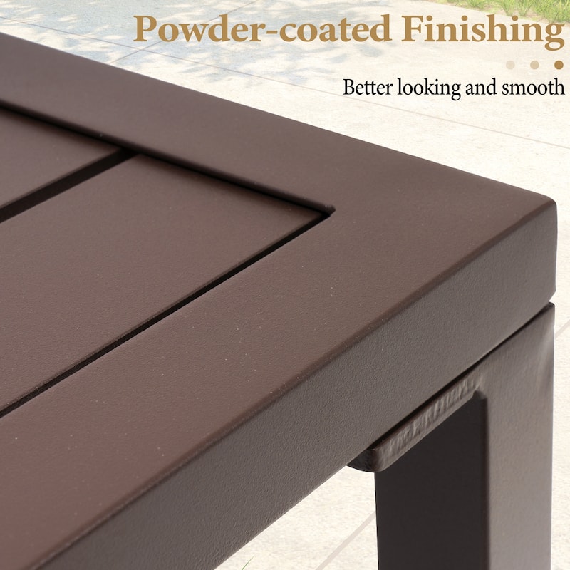 Outdoor Aluminum End Table Square Patio Side Table - 15.7" L x 15.7" W x 15.9" H