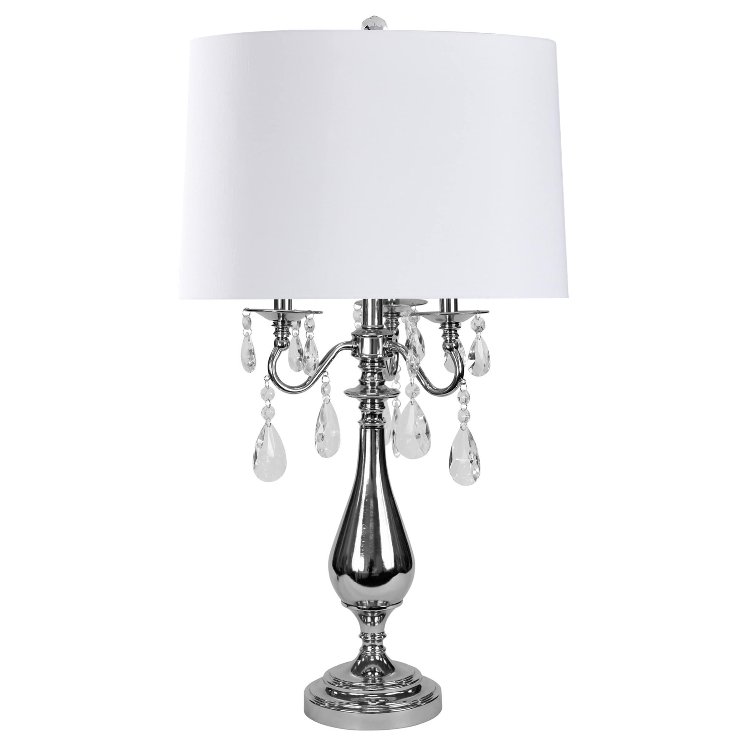Jane Seymour - Steel & Crystal Table Lamp - White Shade