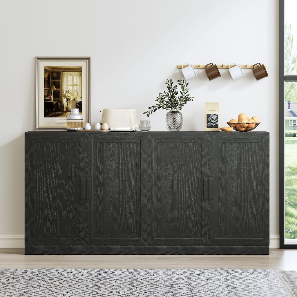 Solid Wood Stackable Cabinet&Sideboard with Adjustable Shelves - 62"x31"