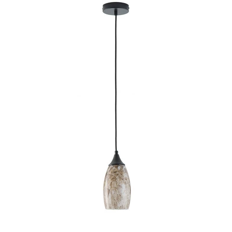 Black Metal and Glass Pendant Light for Kitchen Island Dining Room