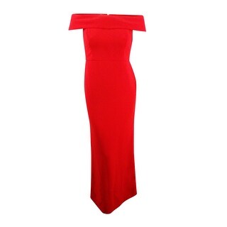 calvin klein off the shoulder red dress