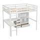 preview thumbnail 3 of 9, White Modern Full Size Loft Bed with Built-in Desk, Storage Shelves and Drawers for Bedroom