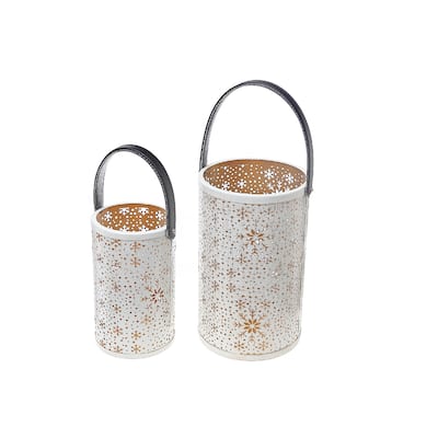 Christmas Metal Cutout Lantern Set Of 2 Snowflake - N/A
