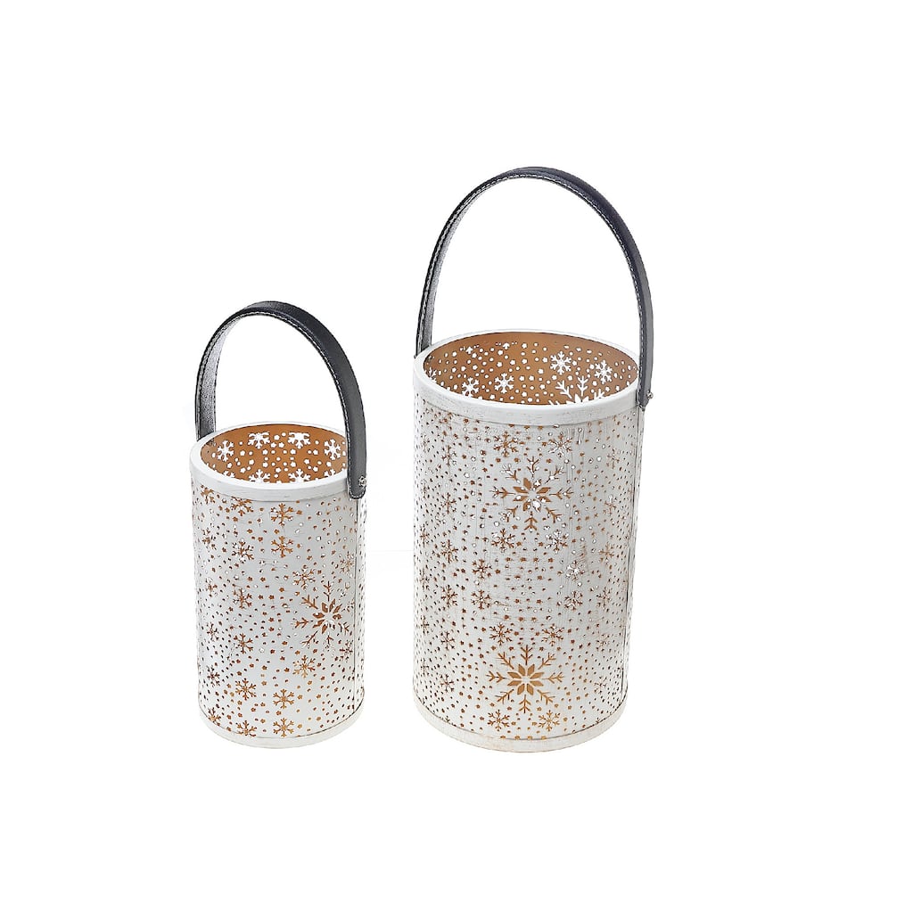 Christmas Metal Cutout Lantern Set Of 2 Snowflake - N/A