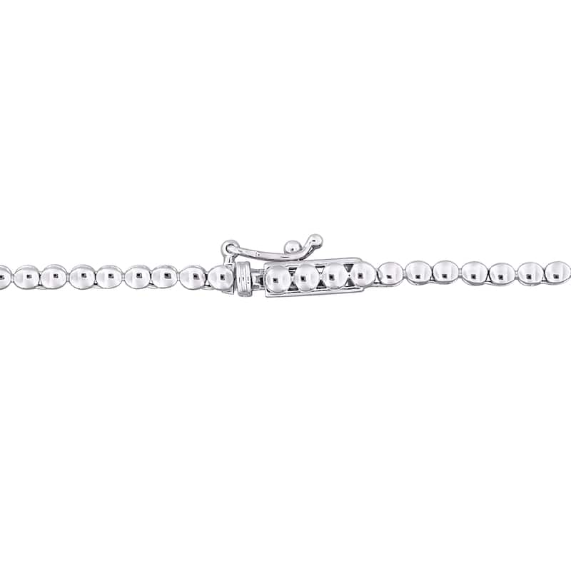 Miadora 12 1/2ct TGW Aquamarine Black Sapphire 1 1/8ct TDW Diamond Station Necklace 14k White Gold