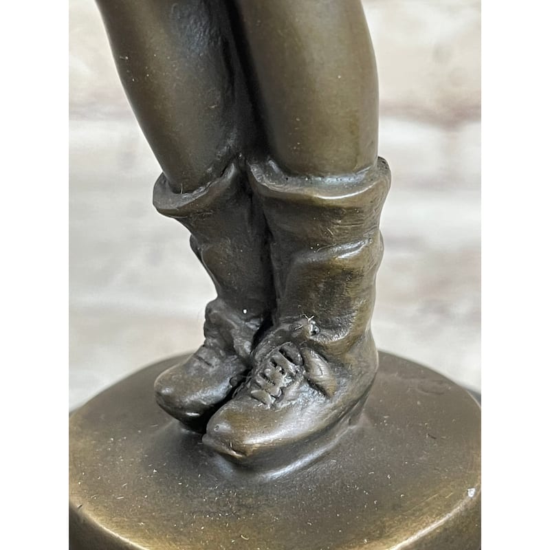 Child Boy Playing Accordion Bronze Statue Sculpture Figure 10 Inches X 4 Inches