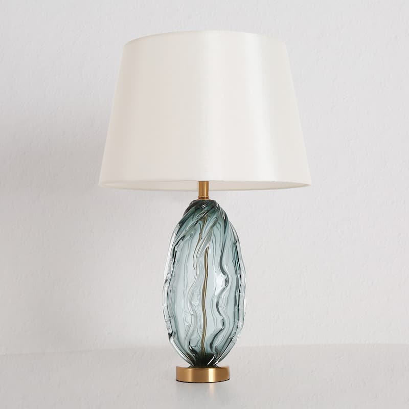 Modern 25-inch Table Lamp Textured Glass Desk Lights in Blue and Gold - D15.7"*H25"