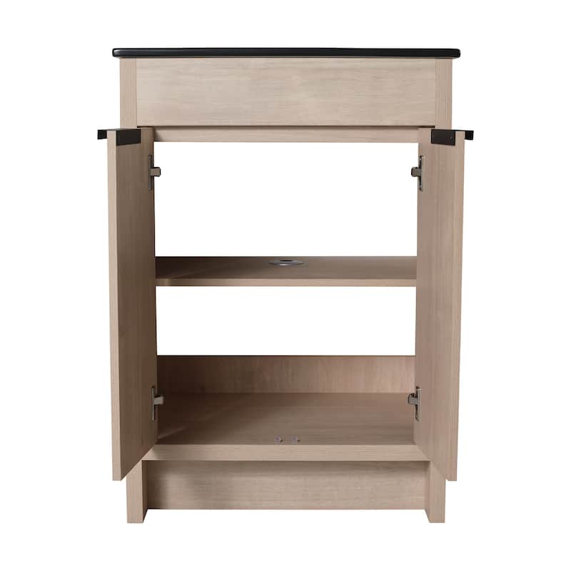 24 Inch Freestanding Bathroom Vanity With White Ceramic Sink