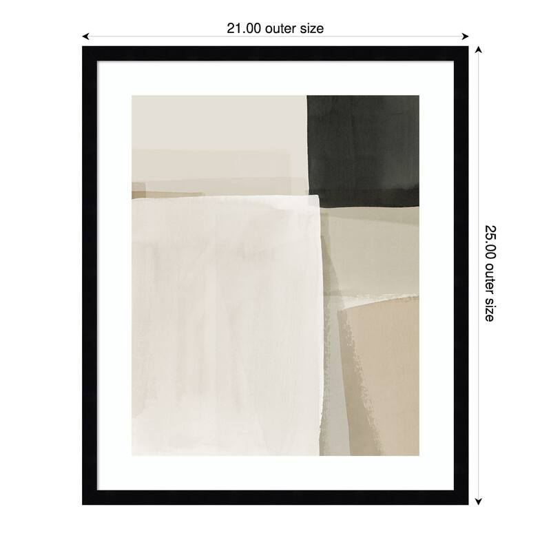 Muted Geometry in Calm Shades by Hazel J Wood Framed Wall Art Print - Svelte Noir Black