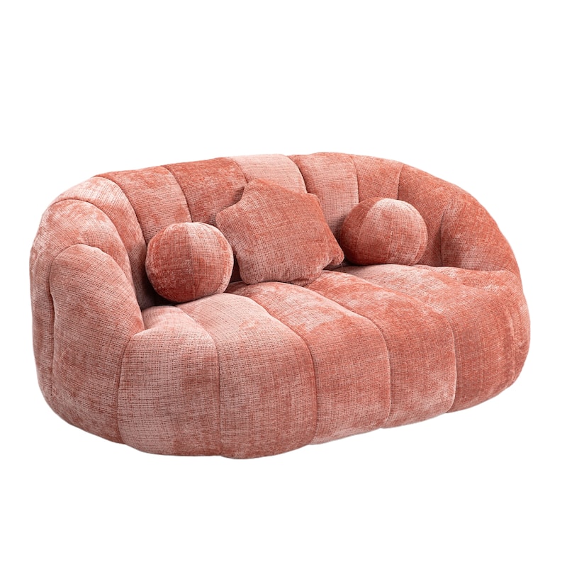 GDFStudio - Charlotte Plush Chenille Two-Seat Bean Bag Sofa for Living Room and Lounge Areas