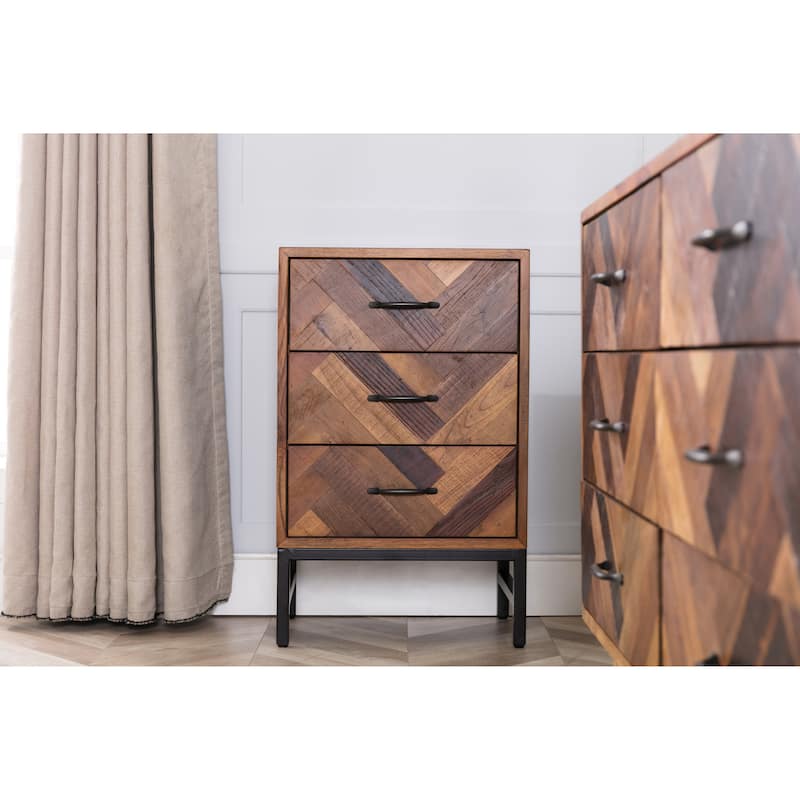 Benton Oak Wood 3 Drawer Nightstand