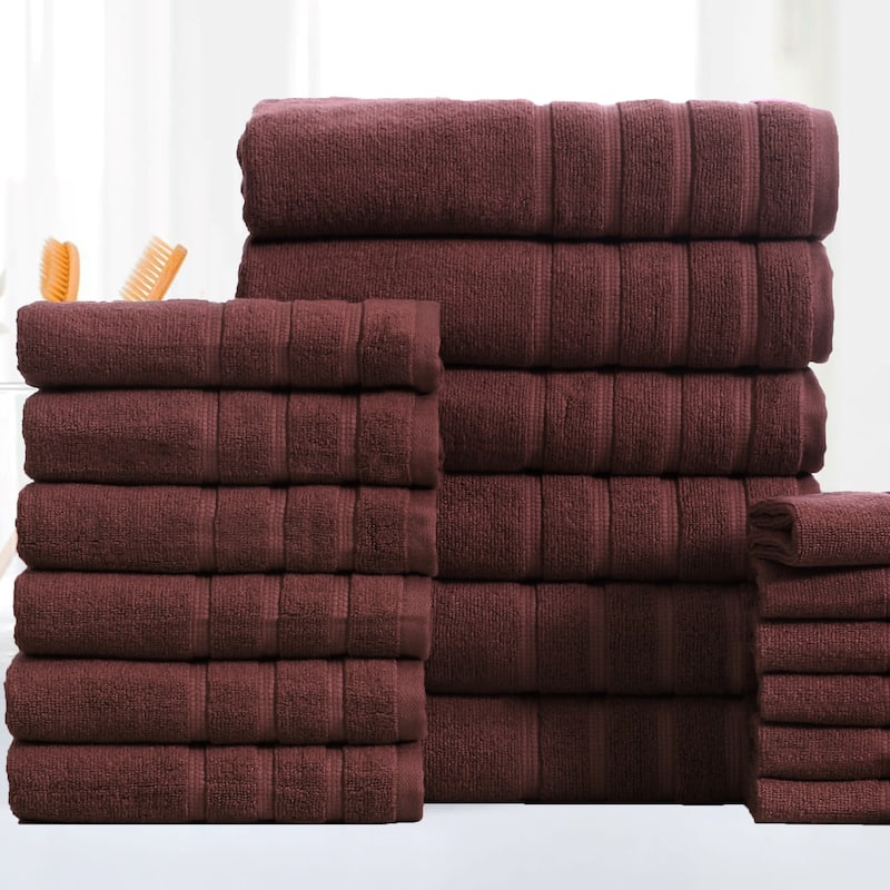 Bibb Home 18 Piece Zero Twist Egyptian Cotton Towel Set - N/A