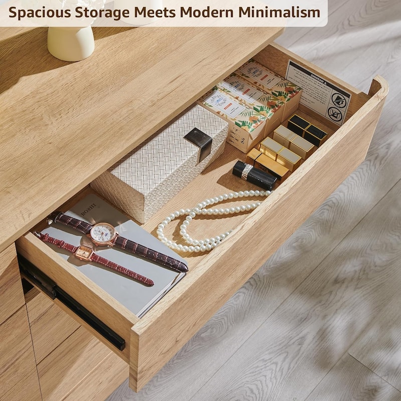 Modern 8 Drawer Dresser for Bedroom, Handle-less Wooden Dressers